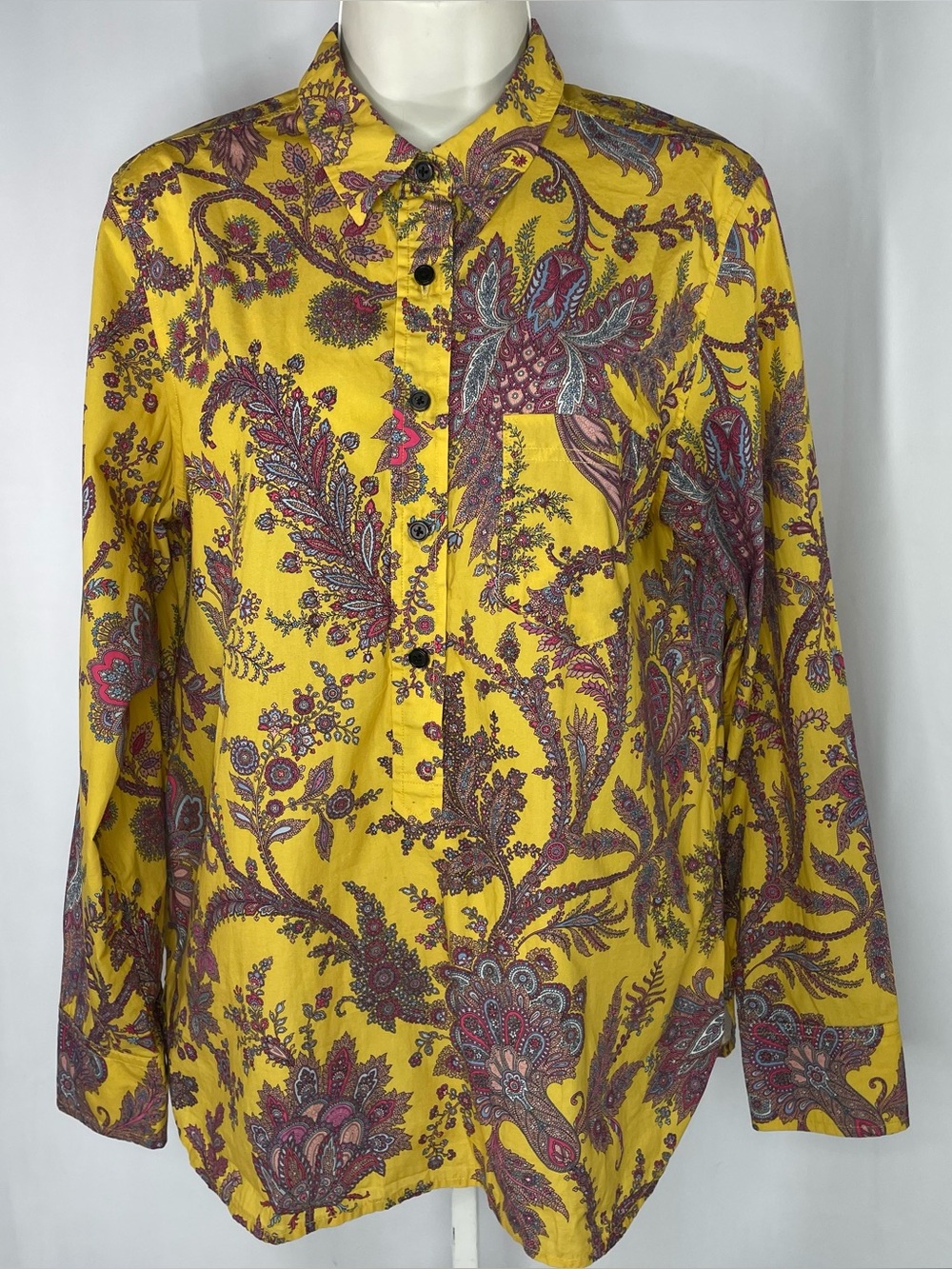 J.Crew Collection Yellow Paisley Cotton Button Down Shirt 10